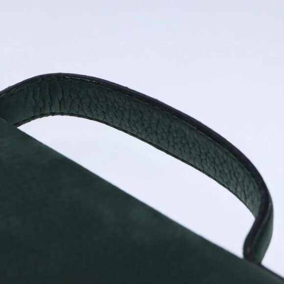 CELINE Hand Bag Leather 2way Green Gold Auth 94979 - Picture 9 of 16